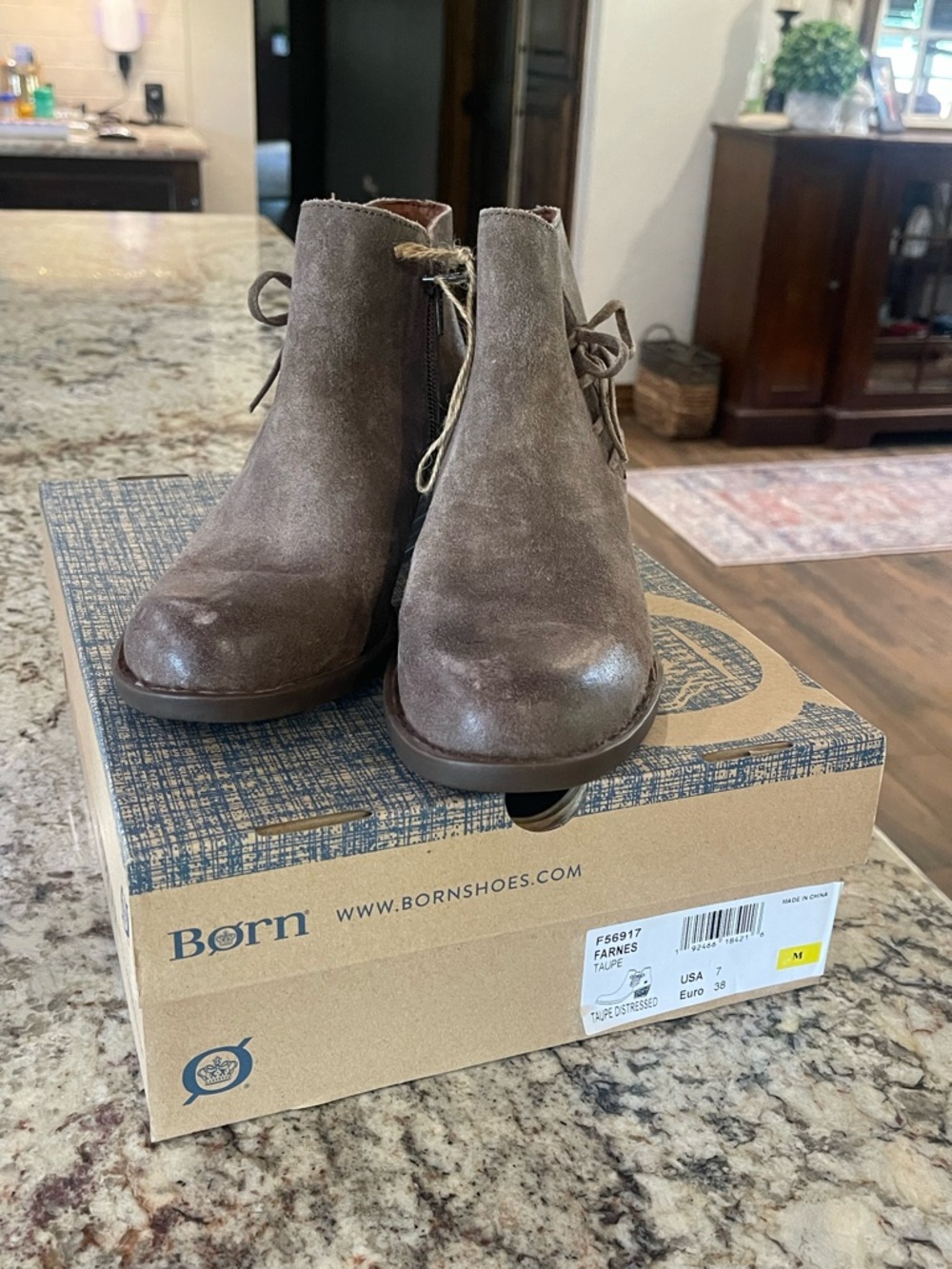 Born Taupe Suede Side-Lace Ankle Booties - Picture 3 of 3